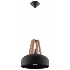 Lampa wisząca CASCO Czarna / Naturalne Drewno SL.0390 Sollux