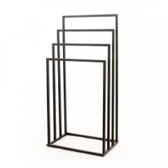 Czarny solidny metalowy 4-ramienny stojak na ręczniki wieszak prostokątny